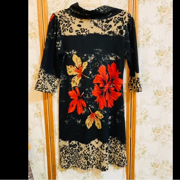Floral Leopard Novelty Print Dress - Picture 2 of 3